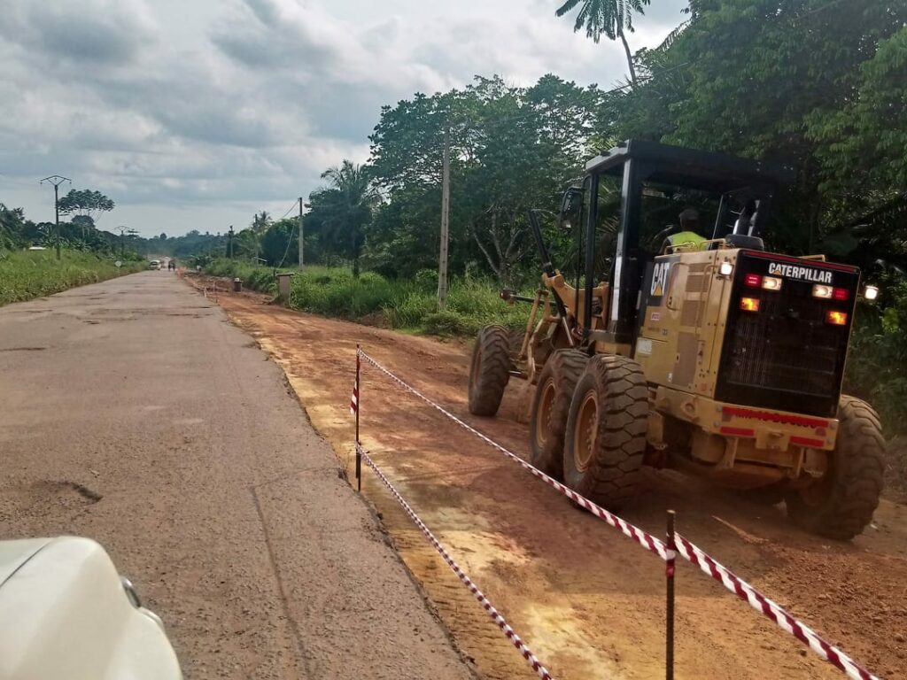 Les travaux sont amorcés au PK55, sur la route nationale N°1 © Gabonactu.com