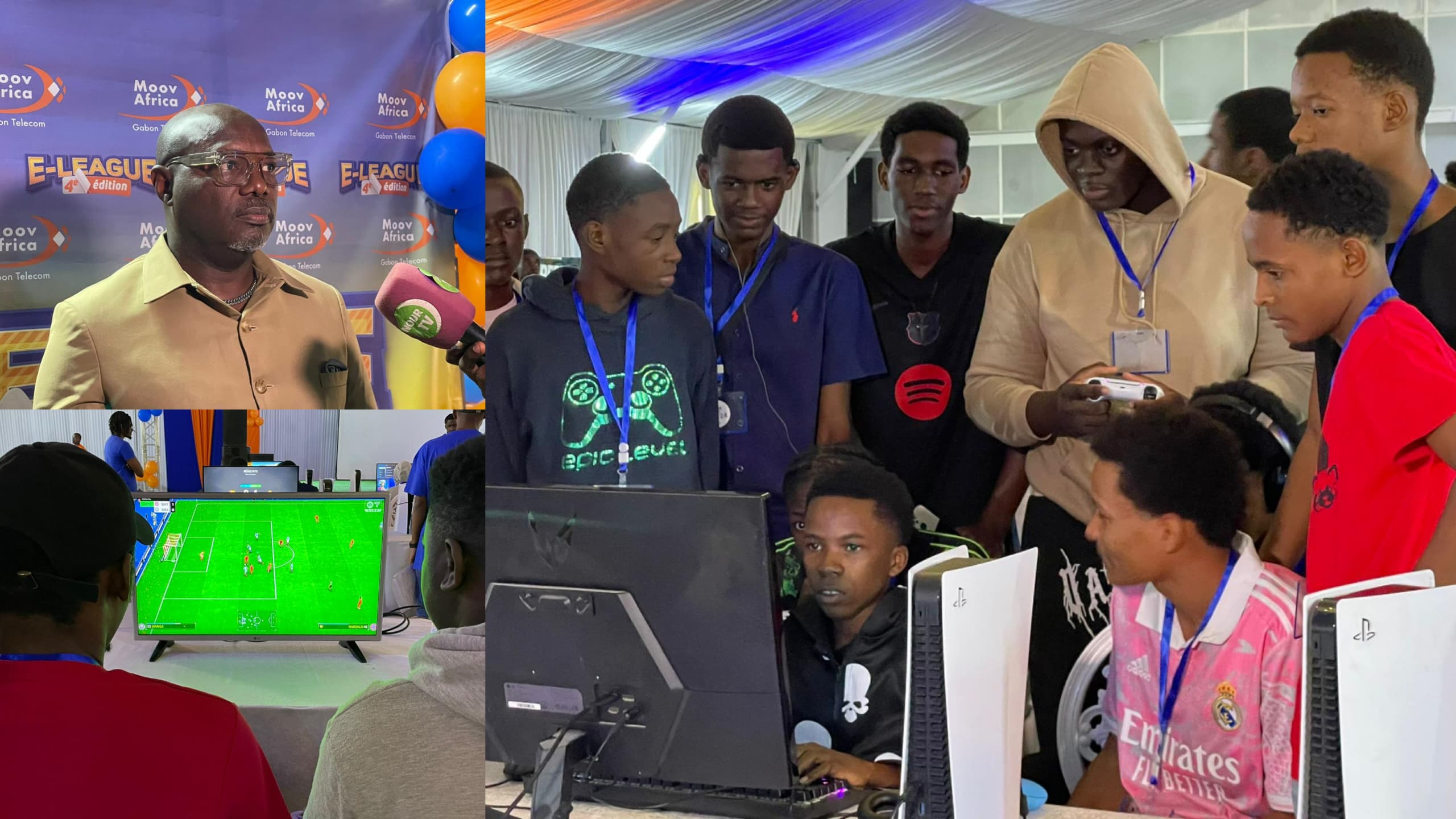 Patrick Mfouba , Directeur des services chez Moov Africa en haut à gauche avec les gameurs de 4ème édition